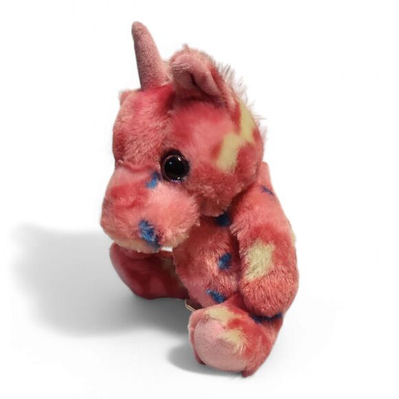 Adorable Unicorn Plush – Fuzzy Pink with Multicolored Spots, 6" Tall, 2018 - Picture 3 of 8